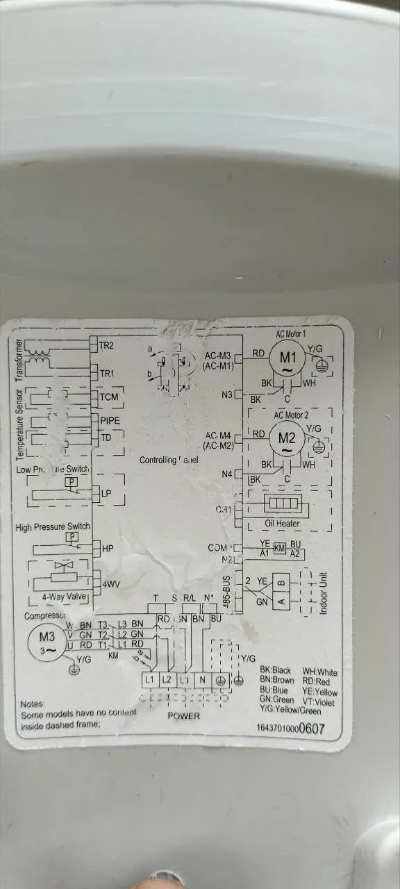 Техническая схема или фрагмент документа по HVAC с маркировками и подписями